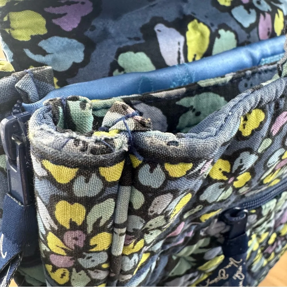 Vera Bradley Indigo Pop Checkpoint Friendly Laptop Tote Bag Blue Floral Fall